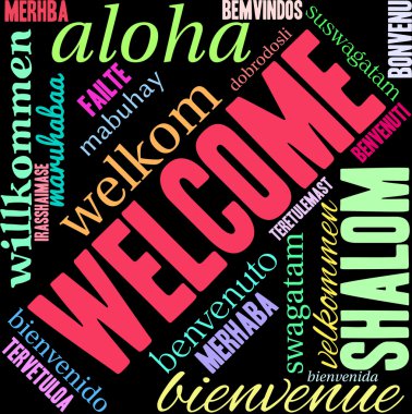 Uluslararası hoş geldiniz kelime bulutu