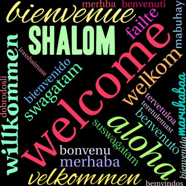 Uluslararası hoş geldiniz kelime bulutu