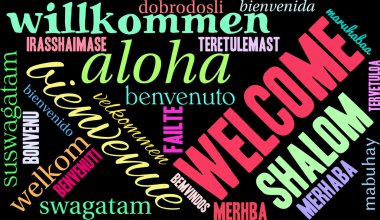 Uluslararası hoş geldiniz kelime bulutu
