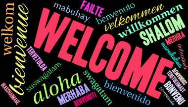 Uluslararası hoş geldiniz kelime bulutu