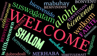 Uluslararası hoş geldiniz kelime bulutu