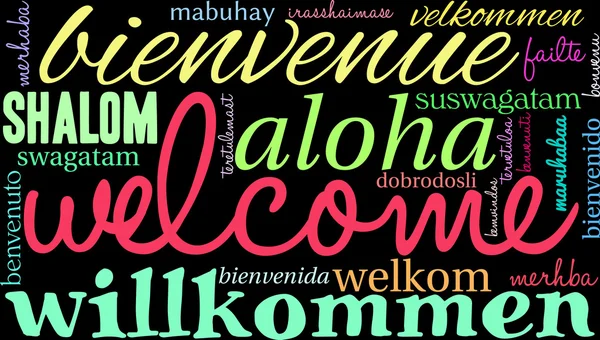 Internationale Welkom Word Cloud — Stockvector