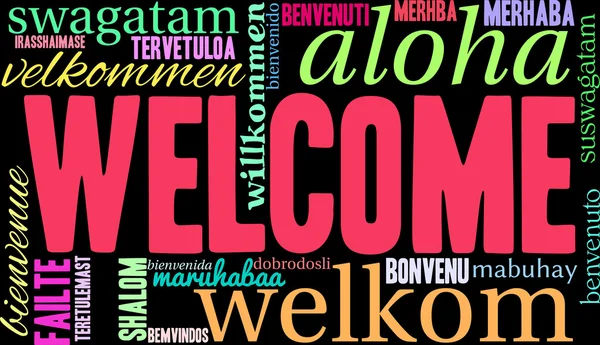 Bienvenido internacional Word Cloud — Vector de stock