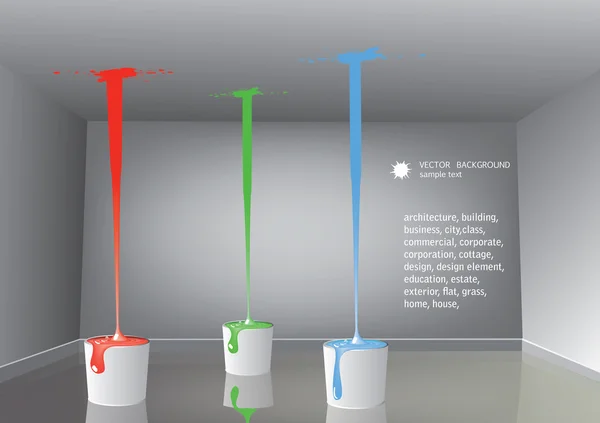 방에 페인트 양동이 — 스톡 벡터