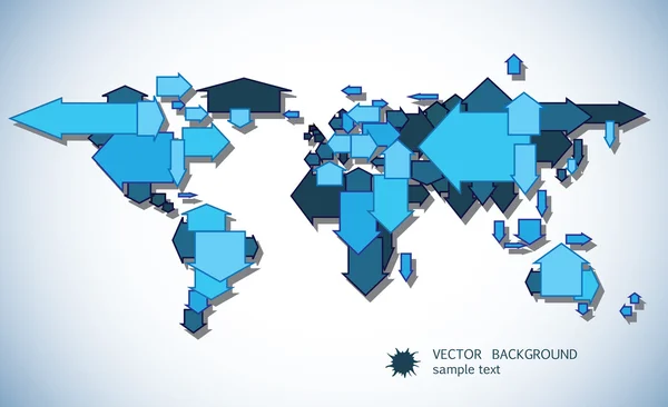 Kaart van de aarde bestaande uit pijlen. — Stockvector