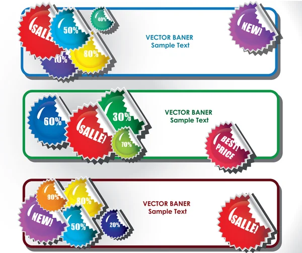 Баннеры со стикерами для продажи — стоковый вектор