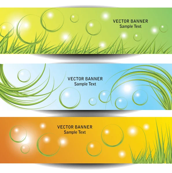 Fresh Grass Web Banners — Stock Vector