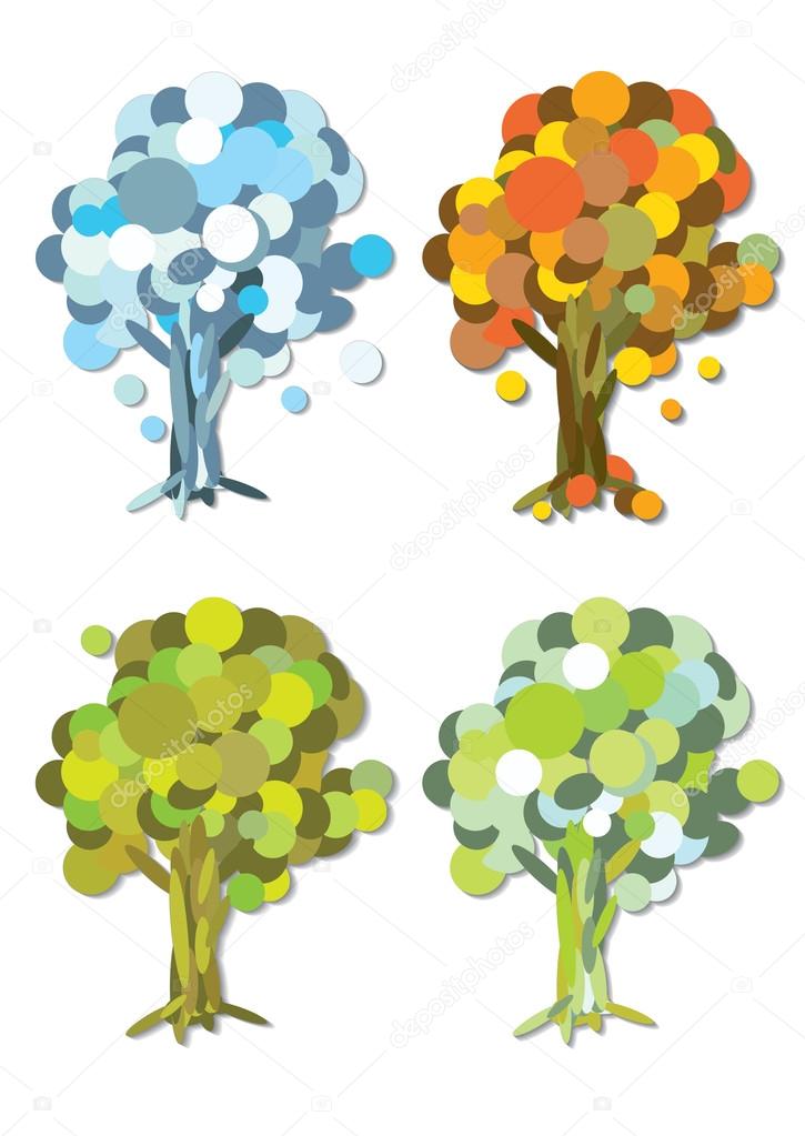 Abstract four season trees