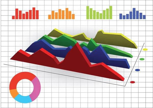 Kleur van 3D-Business grafiek — Stockvector
