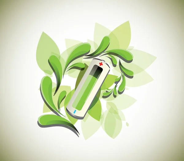 电池和绿草 — 图库矢量图片