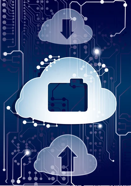 Technologia przetwarzania w chmurze — Wektor stockowy