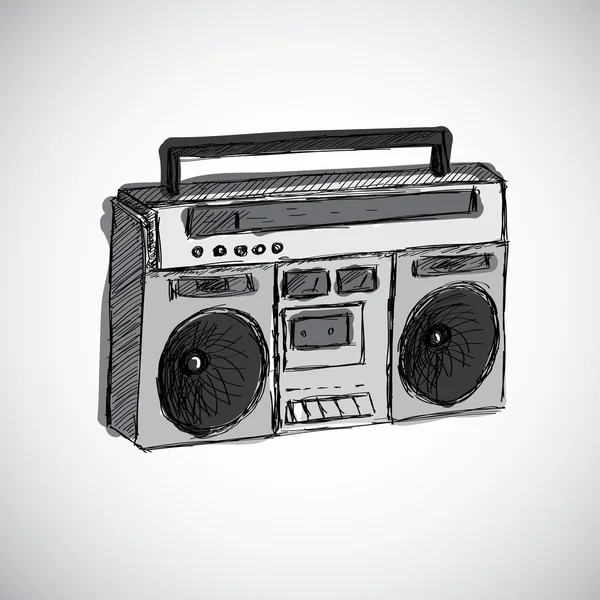 Boombox desenhado à mão —  Vetores de Stock