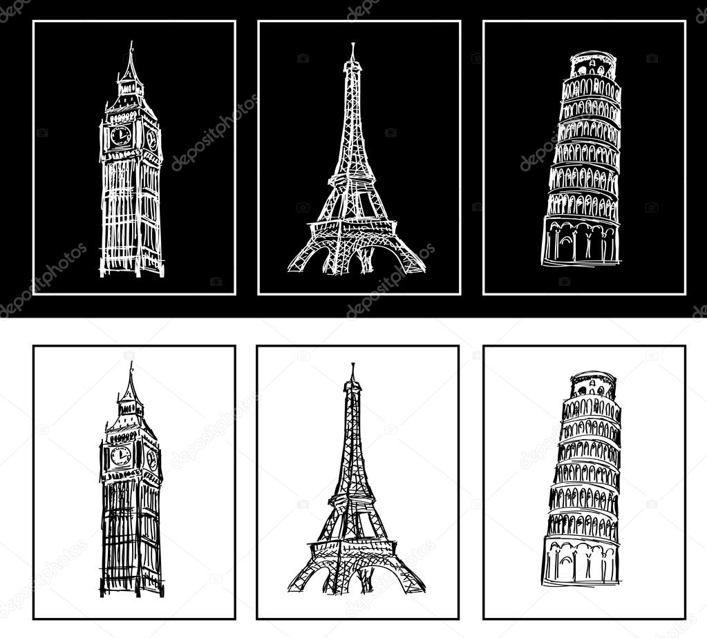 Black and white architectural symbols