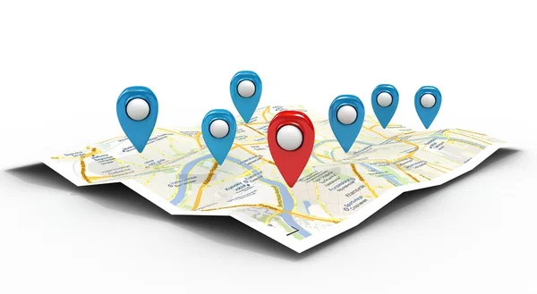Map with Pin Pointers — Stock Photo, Image