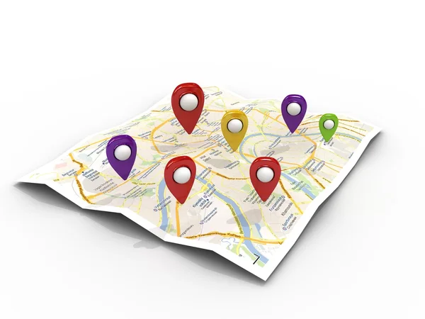 Map with Pin Pointers — Stock Photo, Image