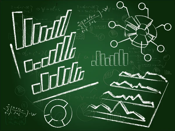 Diagramas de negocio dibujados por una tiza — Archivo Imágenes Vectoriales