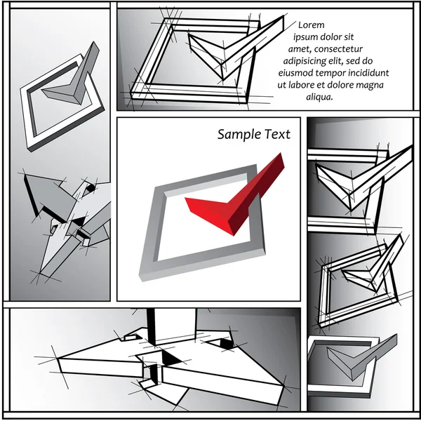 Rood vinkje schets — Stockvector