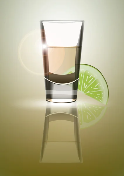 Tequila avec illustration au citron vert — Image vectorielle