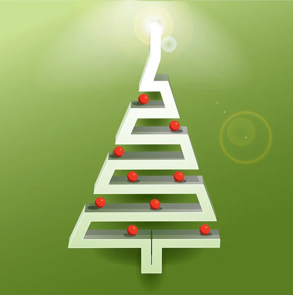 在绿色背景上的白色圣诞树 — 图库矢量图片