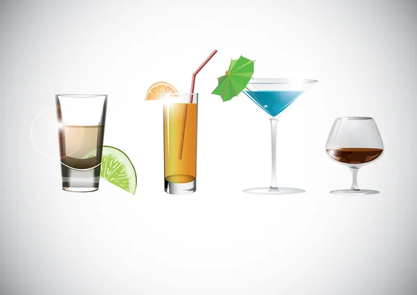 Set mit verschiedenen Cocktails — Stockvektor