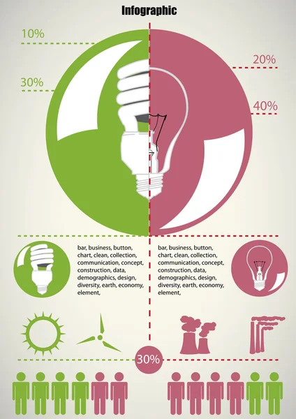 Ampoule en infographie — Image vectorielle