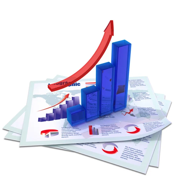 Gráfico de barras de crecimiento azul — Foto de Stock