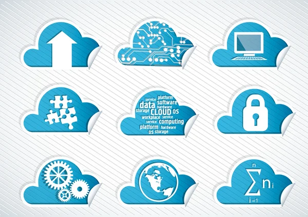 Symbole der Cloud-Technologie — Stockvektor