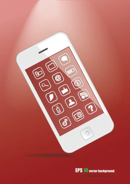 Białe inteligentny telefon na z ikony — Wektor stockowy