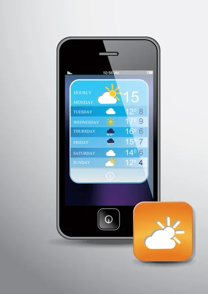 Iconos meteorológicos para el teléfono inteligente — Vector de stock