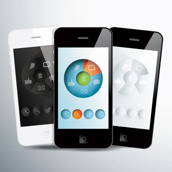 Drei Touchscreen-Smartphones — Stockvektor