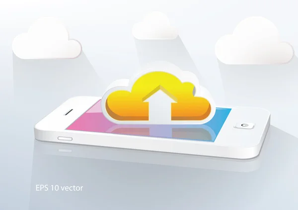 Concepto de computación en nube y movilidad — Vector de stock