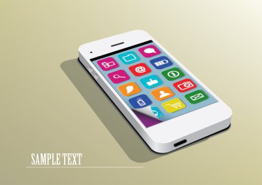 Beyaz smartphone ile simgeler