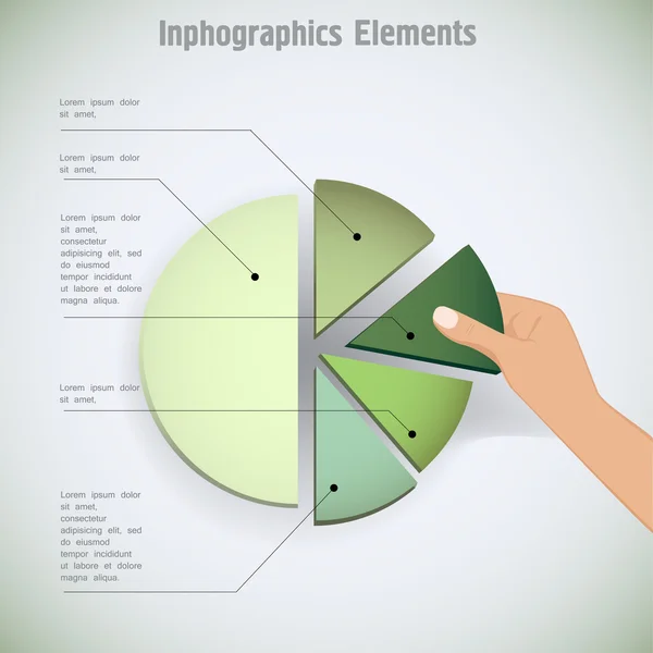 Hand att sätta bit av ett cirkeldiagram — Stock vektor