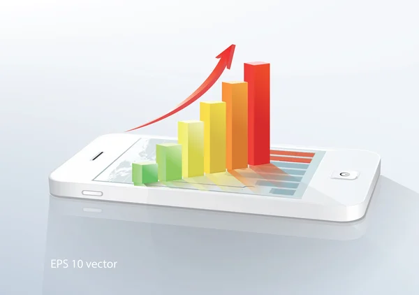 Smartphone com gráfico de barras —  Vetores de Stock