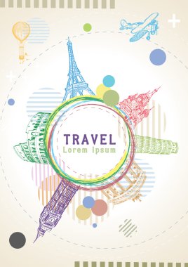 Background with sights of Europe vector