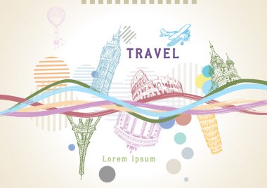 Background with sights of Europe vector