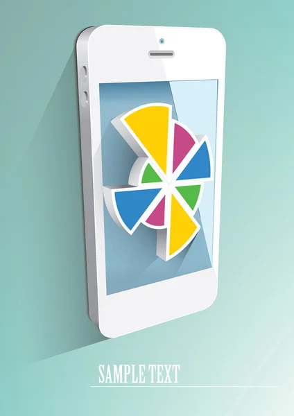 Pasta grafiği ve beyaz smartphone — Stok Vektör