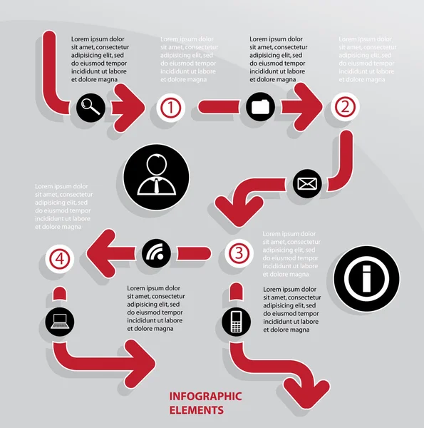 Flèches rouges infographiques — Image vectorielle