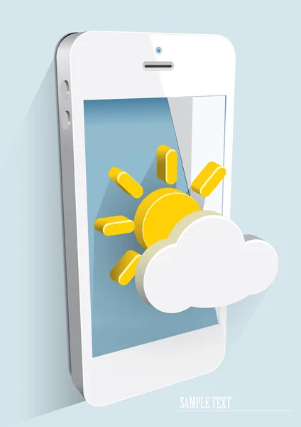 Smartphone mit Wetter-Symbol. — Stockvektor