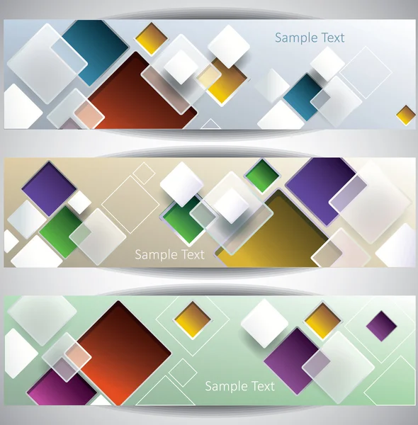 Banners with Glass Squares background — Stock Vector