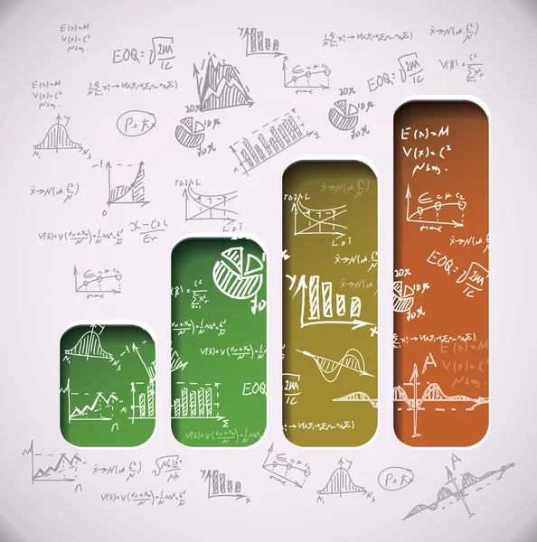 Gráfico com fórmulas desenhadas à mão —  Vetores de Stock