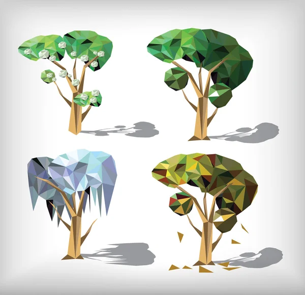 Polygon seasons trees — Stock Vector