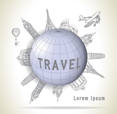 Travel, landmarks, destinations concept vector