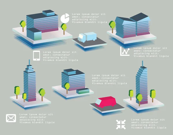 Ensemble d'immeubles de bureaux — Image vectorielle