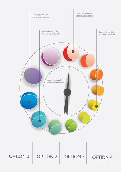 Modèle d'infographie avec jauge, indicateur de vitesse — Image vectorielle