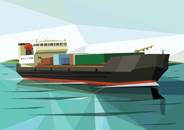 Vrachtschip met containers — Stockvector