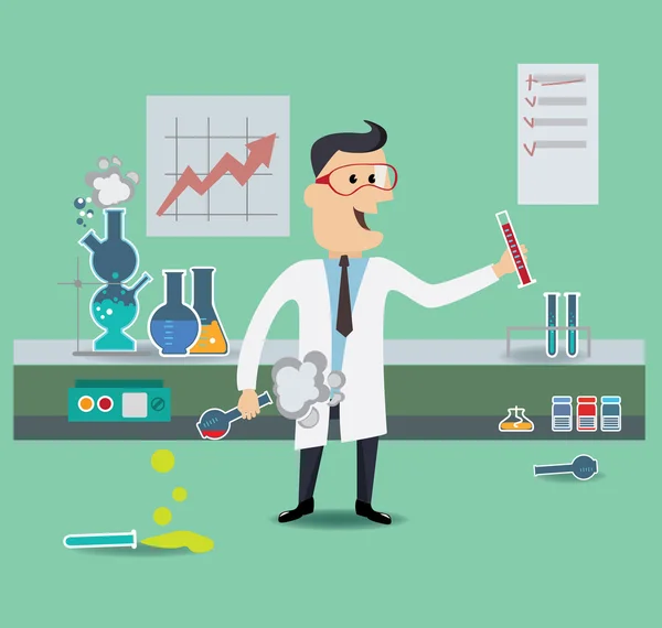 Scientist in laboratory making experiment — Stock Vector