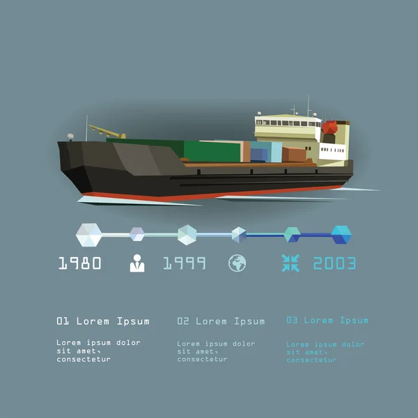 Sjabloon van de tijdlijn scheepvaart, transport — Stockvector