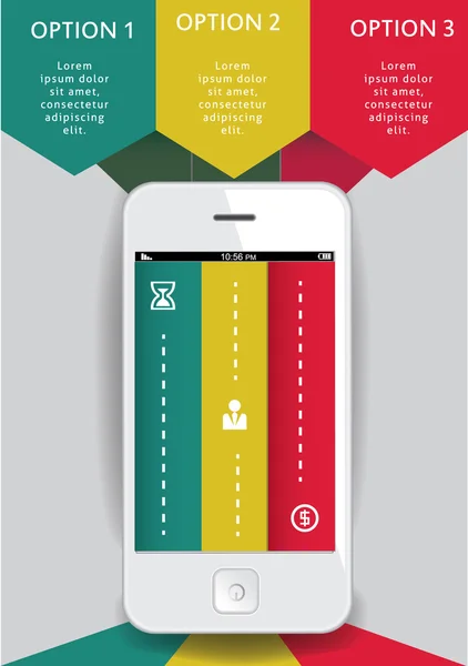 Opzioni smartphone infografica — Vettoriale Stock