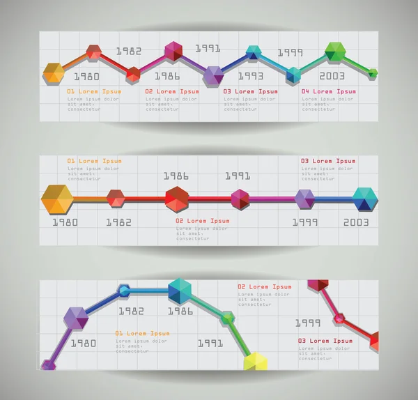 Set of banners with timeline statistic — Stock Vector